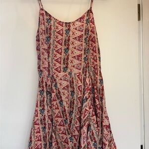 Altar'd State Geometric Floral Mini Dress in Pink, Red and Blue